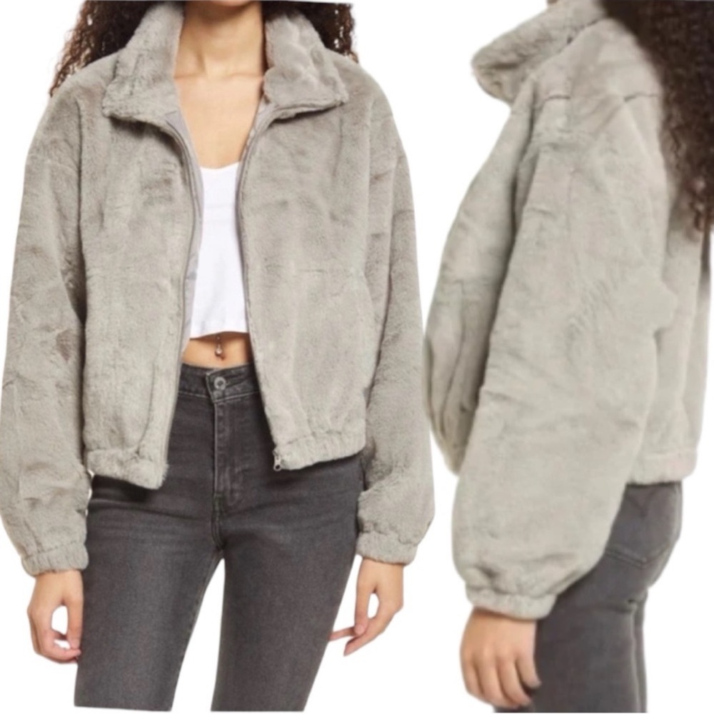 Nordstrom BP Gray Winter Fall Zip Up Coat Size XS NWOT
